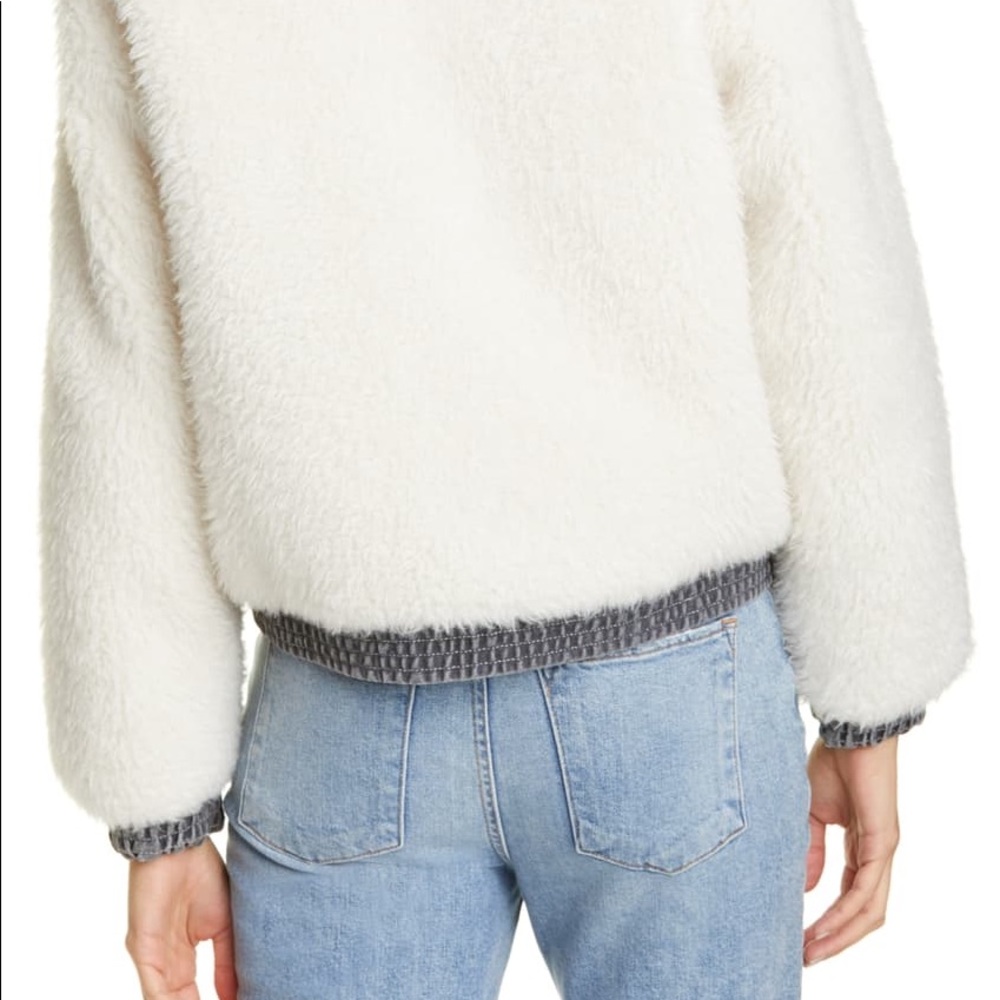 NWT LA VIE REBECCA TAYLOR Faux Fur Denim Bomber - Picture 5 of 10